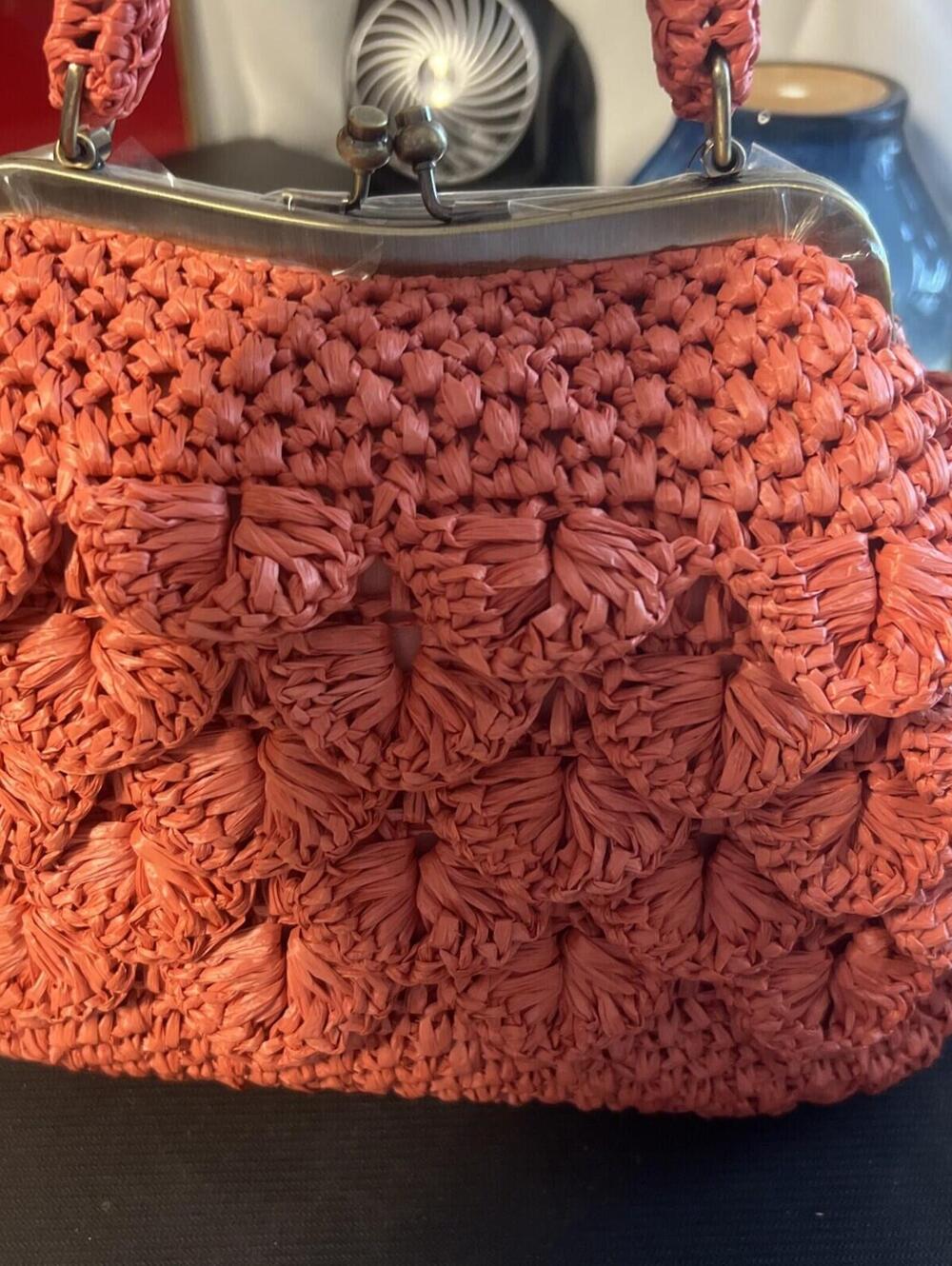 Patricia Nash Laureana Frame Satchel Scalloped Raffia, NWT - Picture 3 of 10